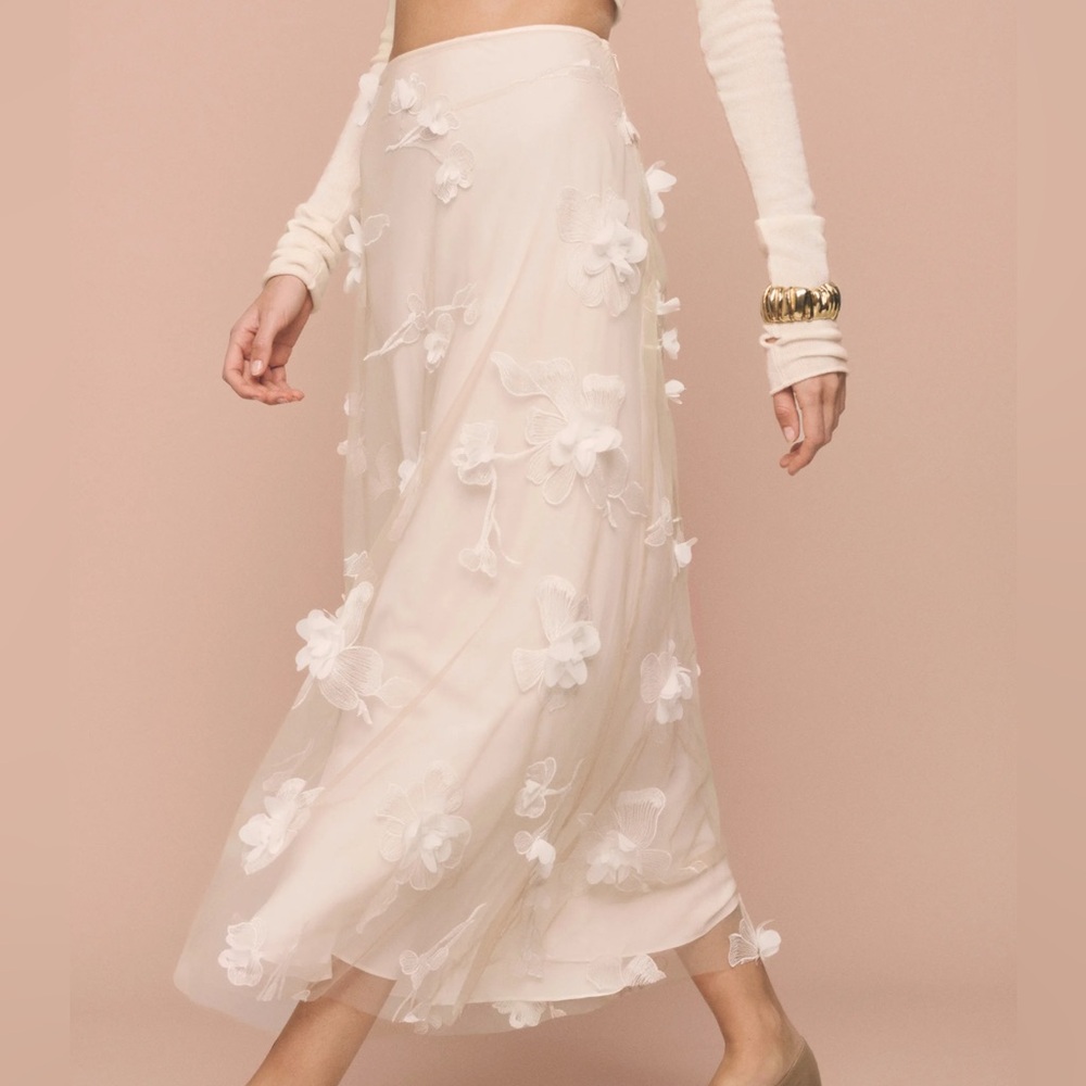 Reformation Gabriella Skirt Ivory - Size 0